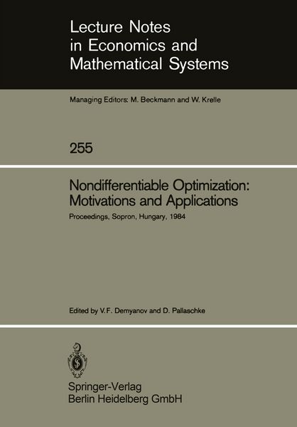 Produktbild: Nondifferentiable Optimization: Motivations and Applications