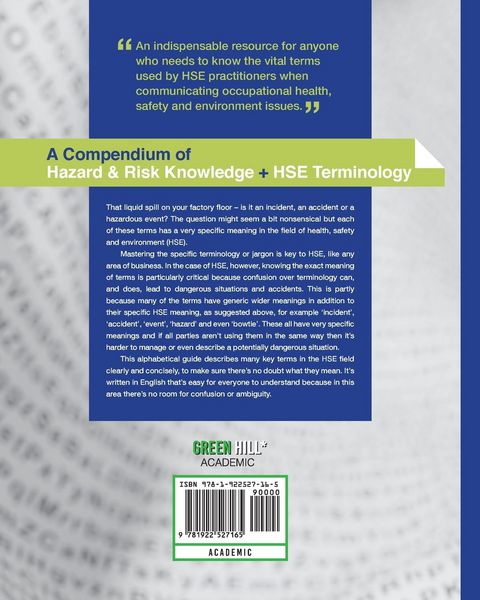Produktbild: A Compendium of Hazard and Risk Knowledge plus HSE Terminology