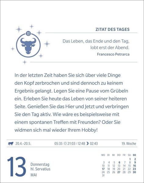 Produktbild: Stier Sternzeichenkalender 2027 - Tagesabrei&szlig;kalender - Ihr Horoskop f&uuml;r jeden Tag