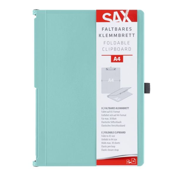 SAX Klemmbrett Design faltbar A5 auf A4, aqua