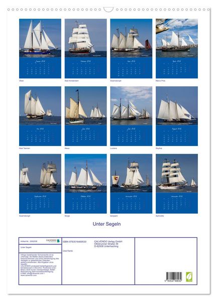 Produktbild: Unter Segeln (Wandkalender 2026 DIN A2 hoch), CALVENDO Monatskalender