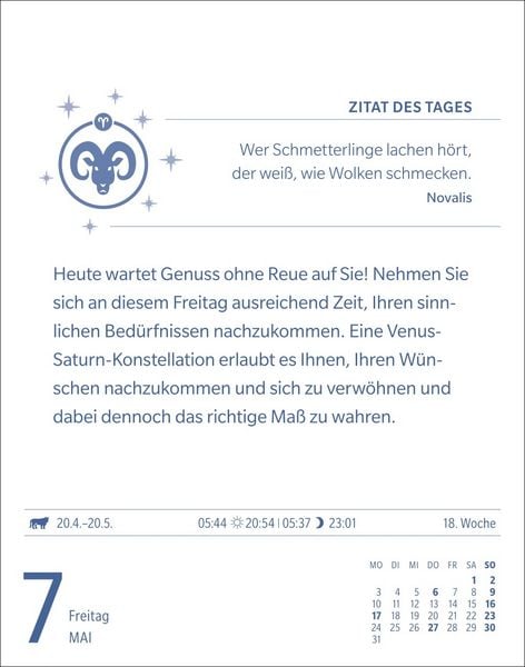 Produktbild: Widder Sternzeichenkalender 2027 - Tagesabrei&szlig;kalender - Ihr Horoskop f&uuml;r jeden Tag