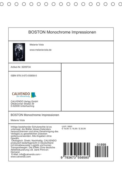 Produktbild: BOSTON Monochrome Impressionen (Tischkalender 2022 DIN A5 hoch)