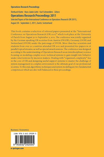 Produktbild: Operations Research Proceedings 2011