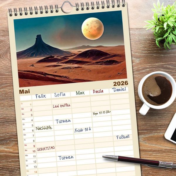Produktbild: Familienplaner 2026 - Der Zauber fremder Welten mit 5 Spalten (Wandkalender, 21 x 45 cm) CALVENDO