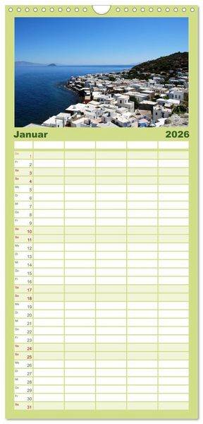 Produktbild: Familienplaner 2026 - Griechische Inseln mit 5 Spalten (Wandkalender, 21 x 45 cm) CALVENDO