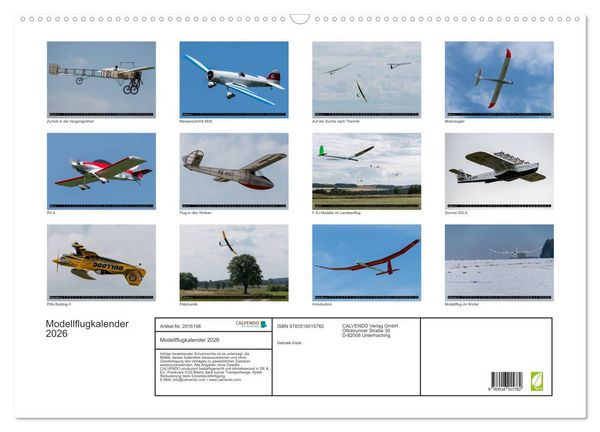 Produktbild: Modellflugkalender 2026 (Wandkalender 2026 DIN A2 quer), CALVENDO Monatskalender