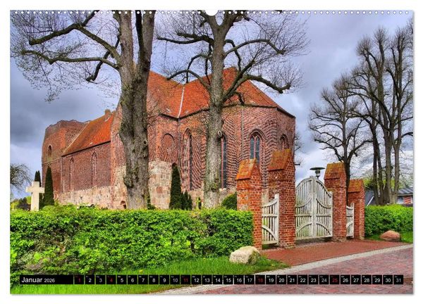 Produktbild: Kirchen in Ostfriesland (hochwertiger Premium Wandkalender 2026 DIN A2 quer), Kunstdruck in Hochglanz