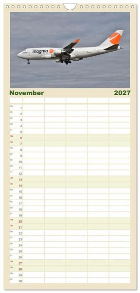 Produktbild: Familienplaner 2027 - Flugzeuge aller Art mit 5 Spalten (Wandkalender, 21 x 45 cm) CALVENDO