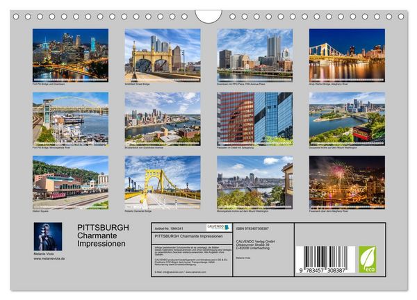 Produktbild: PITTSBURGH Charmante Impressionen (Wandkalender 2026 DIN A4 quer), CALVENDO Monatskalender