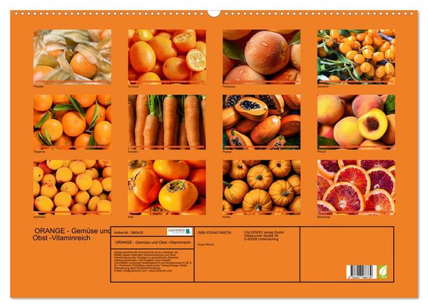Produktbild: ORANGE - Gem&uuml;se und Obst -Vitaminreich (Wandkalender 2026 DIN A2 quer), CALVENDO Monatskalender