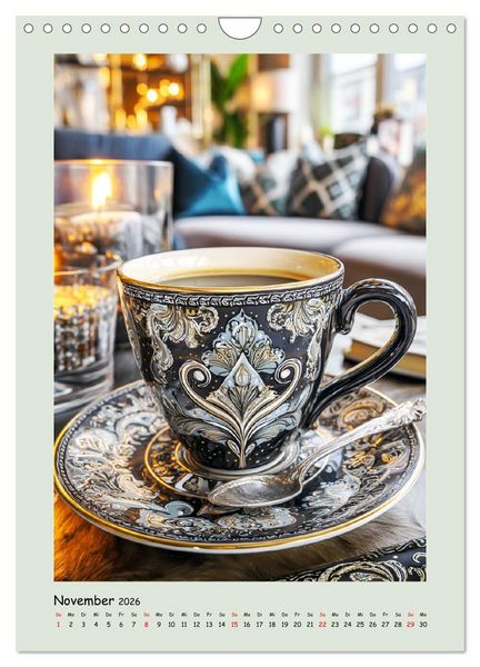 Produktbild: Kaffeepoesie. Der Charme edler Tassen (Wandkalender 2026 DIN A4 hoch), CALVENDO Monatskalender