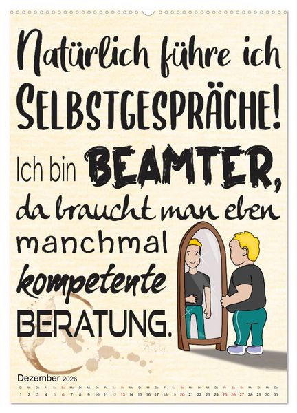Produktbild: Beamten-Spr&uuml;che (Wandkalender 2026 DIN A2 hoch), CALVENDO Monatskalender