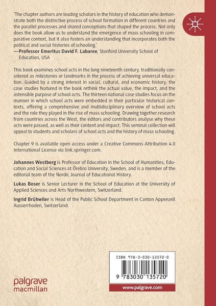 Produktbild: School Acts and the Rise of Mass Schooling