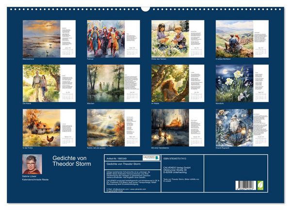 Produktbild: Gedichte von Theodor Storm (Wandkalender 2026 DIN A2 quer), CALVENDO Monatskalender