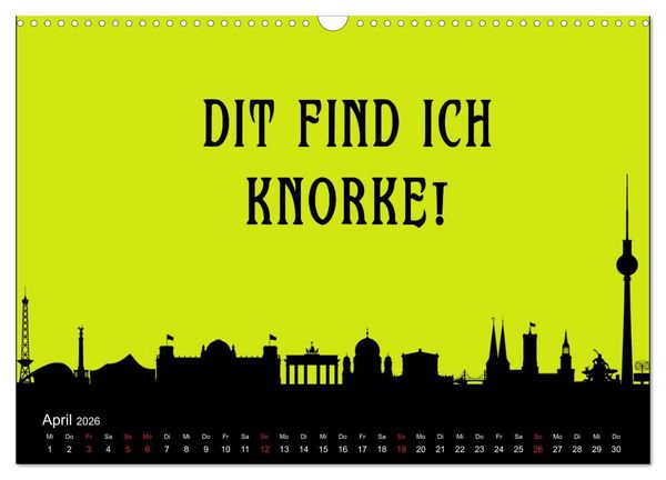 Produktbild: Berliner Mundart (Wandkalender 2026 DIN A3 quer), CALVENDO Monatskalender