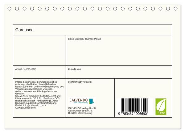 Produktbild: Gardasee (Tischkalender 2026 DIN A5 quer), CALVENDO Monatskalender