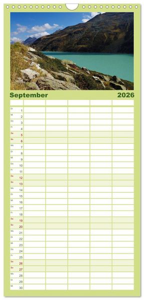 Produktbild: Familienplaner 2026 - Bergwelt in &Ouml;sterreich mit 5 Spalten (Wandkalender, 21 x 45 cm) CALVENDO