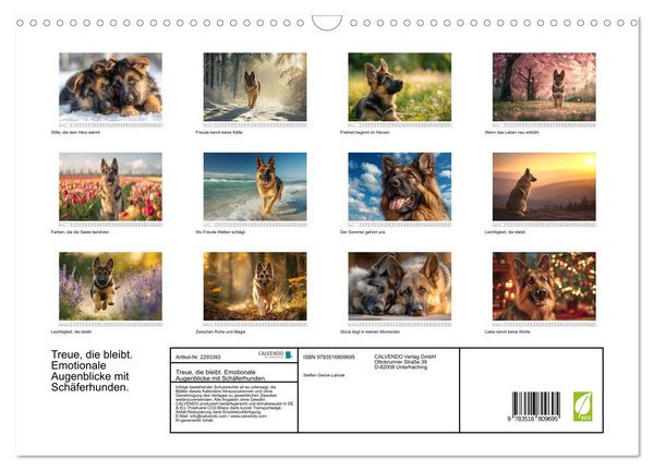 Produktbild: Treue, die bleibt. Emotionale Augenblicke mit Sch&auml;ferhunden. (Wandkalender 2027 DIN A3 quer), CALVENDO Monatskalender