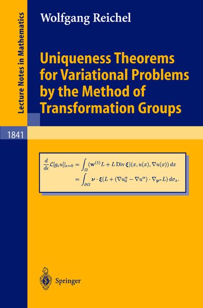 Produktbild: Uniqueness Theorems for Variational Problems by the Method of Transformation Groups