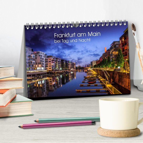 Produktbild: Frankfurt am Main bei Tag und Nacht (Tischkalender 2026 DIN A5 quer), CALVENDO Monatskalender