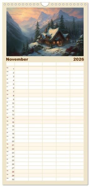 Produktbild: Familienplaner 2026 - Ein Haus in den Bergen mit 5 Spalten (Wandkalender, 21 x 45 cm) CALVENDO