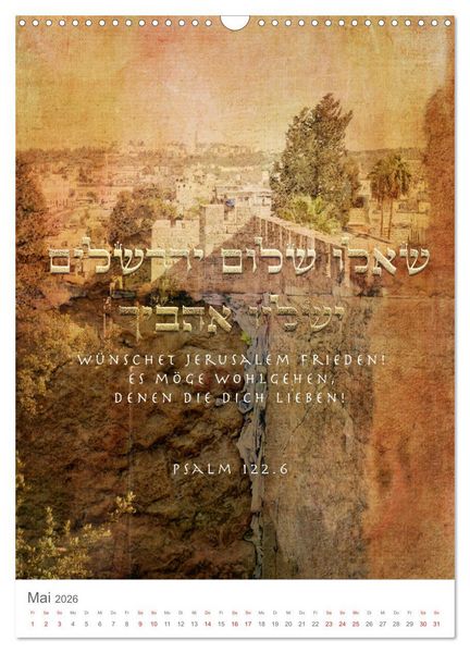 Produktbild: Psalmen Tehilim Hebr&auml;isch - Deutsch (Wandkalender 2026 DIN A3 hoch), CALVENDO Monatskalender