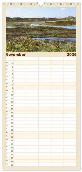 Produktbild: Familienplaner 2026 - Vielf&auml;ltiges Sylt - Mehr als Strand mit 5 Spalten (Wandkalender, 21 x 45 cm) CALVENDO