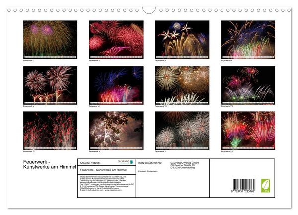 Produktbild: Feuerwerk - Kunstwerke am Himmel (Wandkalender 2026 DIN A3 quer), CALVENDO Monatskalender