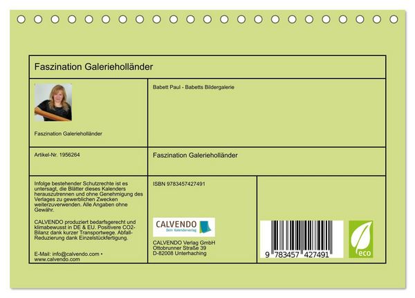 Produktbild: Faszination Galerieholl&auml;nder (Tischkalender 2026 DIN A5 quer), CALVENDO Monatskalender
