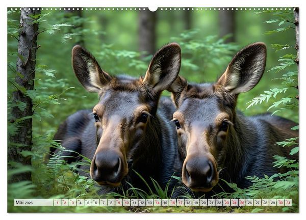 Produktbild: Im magischen Reich der Elche (hochwertiger Premium Wandkalender 2026 DIN A2 quer), Kunstdruck in Hochglanz