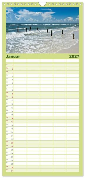 Produktbild: Familienplaner 2027 - Sonne, Strand & Meer mit 5 Spalten (Wandkalender, 21 x 45 cm) CALVENDO