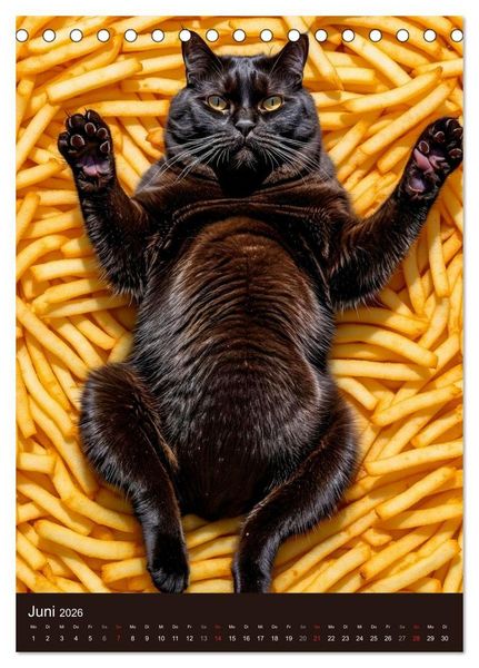 Produktbild: FETTE KATZEN - Foodporn auf vier Pfoten (Tischkalender 2026 DIN A5 hoch), CALVENDO Monatskalender