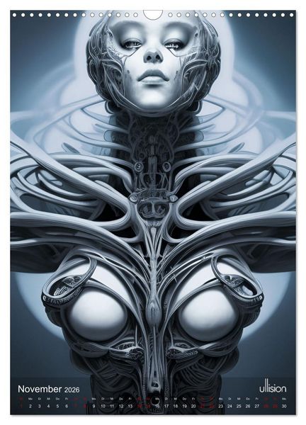 Produktbild: Biomechanic Portrait - Sch&ouml;nheit zwischen Mensch und Maschine (Wandkalender 2026 DIN A3 hoch), CALVENDO Monatskalender
