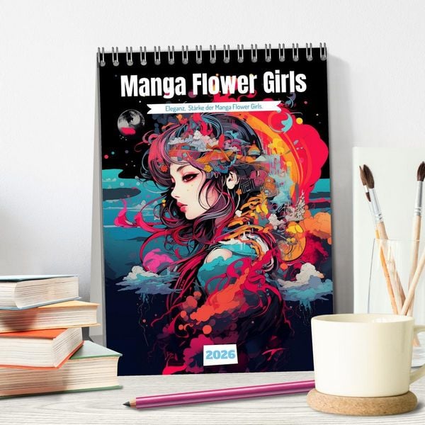 Produktbild: Manga Flower Girls (Tischkalender 2026 DIN A5 hoch), CALVENDO Monatskalender