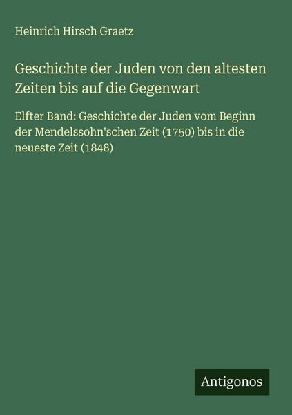Produktbild: Geschichte der Juden von den altesten Zeiten bis auf die Gegenwart