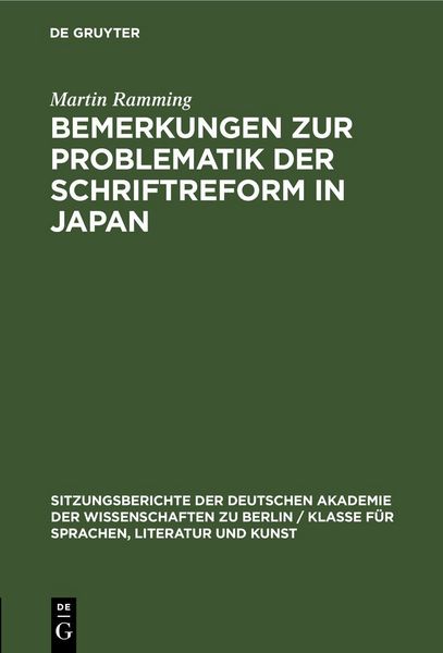 Produktbild: Bemerkungen zur Problematik der Schriftreform in Japan