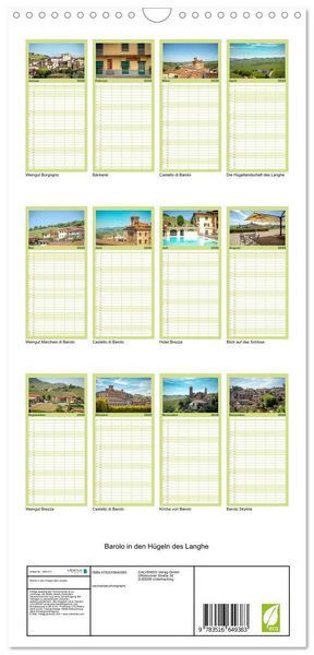 Produktbild: Familienplaner 2026 - Barolo in den H&uuml;geln des Langhe mit 5 Spalten (Wandkalender, 21 x 45 cm) CALVENDO