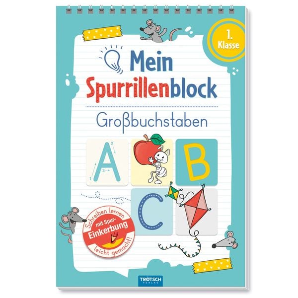 Produktbild: TR&Ouml;TSCH - Spurrillenblock "Gro&szlig;buchstaben" | &Uuml;bungsbuch mit vorgepr&auml;gten Linien zum Erlernen der Gro&szlig;buchstaben. &Uuml;bungsheft zum Buchstaben lernen, ideal f&uuml;r die Einschulung | 1. Klasse "