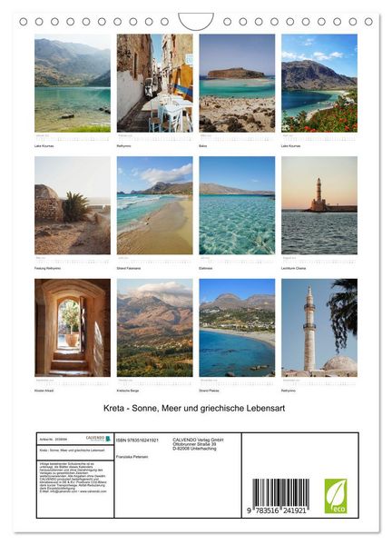 Produktbild: Kreta - Sonne, Meer und griechische Lebensart (Wandkalender 2026 DIN A4 hoch), CALVENDO Monatskalender
