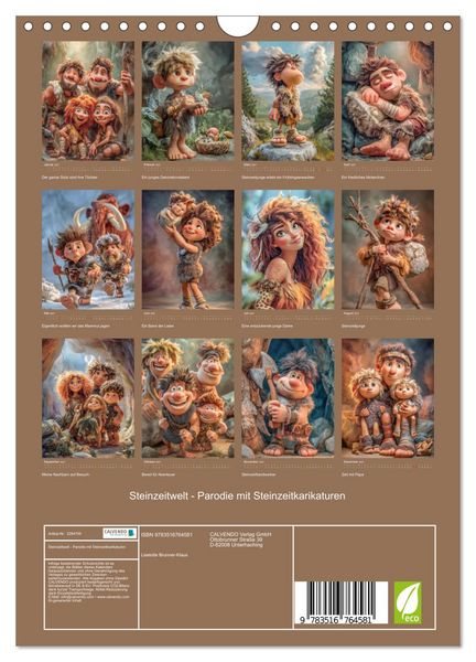 Produktbild: Steinzeitwelt - Parodie mit Steinzeitkarikaturen (Wandkalender 2027 DIN A4 hoch), CALVENDO Monatskalender