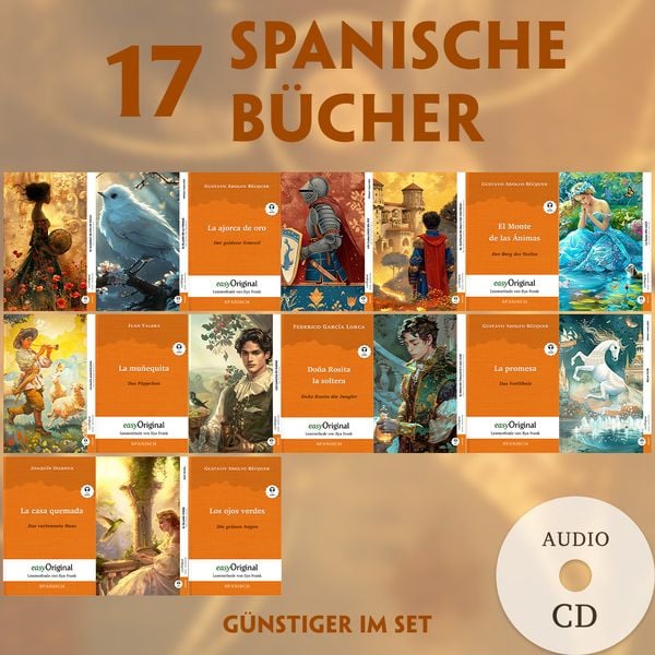 17 spanische Bücher (17 Bücher + Audio-CDs) - Frank-Lesemethode - Kommentierte zweisprachige Ausgabe Spanisch-Deutsch, Set von Cuentos , Gustavo