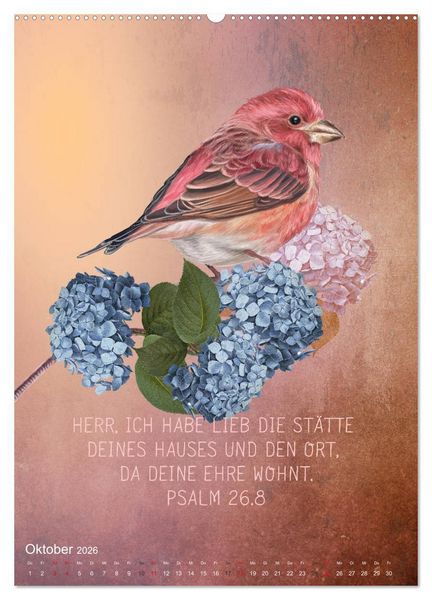 Produktbild: Bibelworte f&uuml;r Vogelfreunde (Wandkalender 2026 DIN A2 hoch), CALVENDO Monatskalender