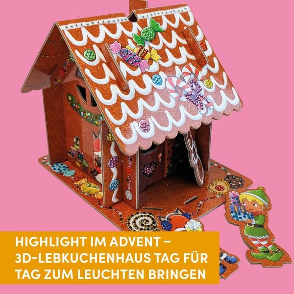 Produktbild: Diamond Painting Adventskalender Lebkuchenhaus. Mit Material und Werkzeug