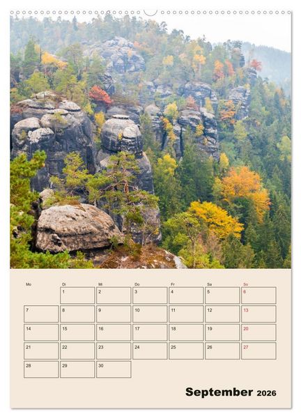 Produktbild: Zauberhafte S&auml;chsische Schweiz (hochwertiger Premium Wandkalender 2026 DIN A2 hoch), Kunstdruck in Hochglanz