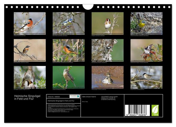 Produktbild: Heimische Singv&ouml;gel in Feld und Flur (Wandkalender 2026 DIN A4 quer), CALVENDO Monatskalender