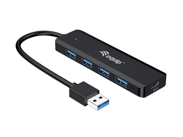 Equip 128959 USB-Hub 5 Port USB-A USB 3.0 5 GBit/s mit USB-C Stecker Schwarz Hub + USB-C-adapter
