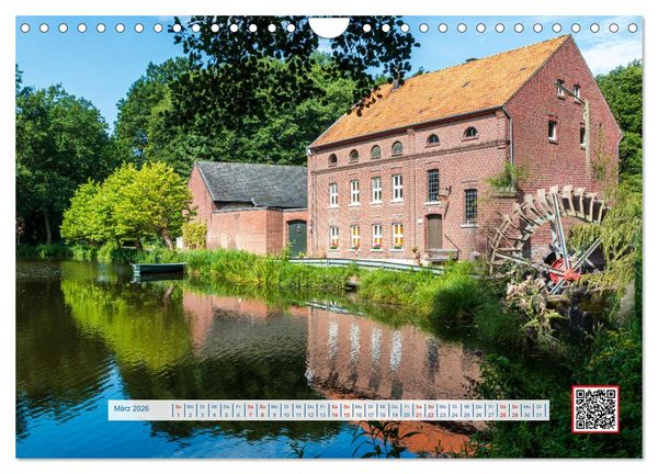 Produktbild: Wasserm&uuml;hlen Panorama Niederrhein Br&uuml;ggen-Wegberg (Wandkalender 2026 DIN A4 quer), CALVENDO Monatskalender