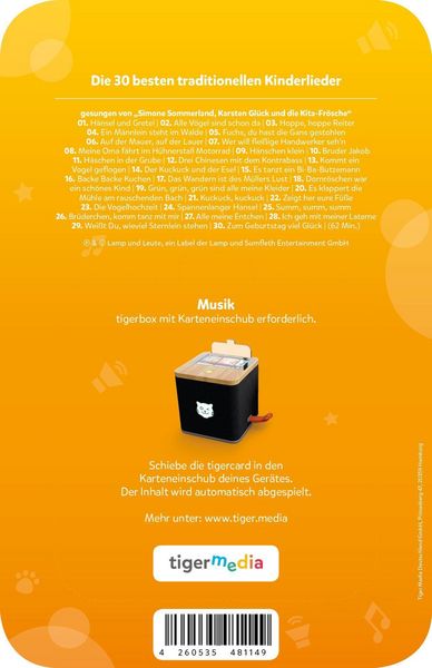 Produktbild: tigercard - Die 30 besten traditionellen Kinderlieder