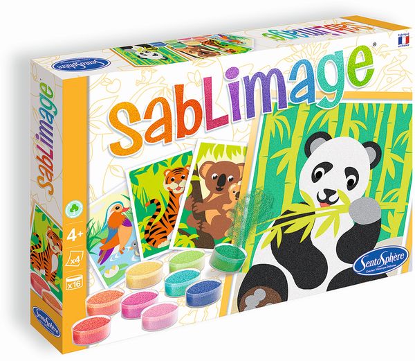 Sentosphere 3908805 - Bedrohte Tierarten, Sandbilder Kreativset für Kinder, Sablimage, Bastelset mit Bilderrahmen, 1825 cm